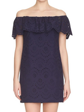 Cynthia Steffe navy blue eyelet off-the-shoulder mini dress